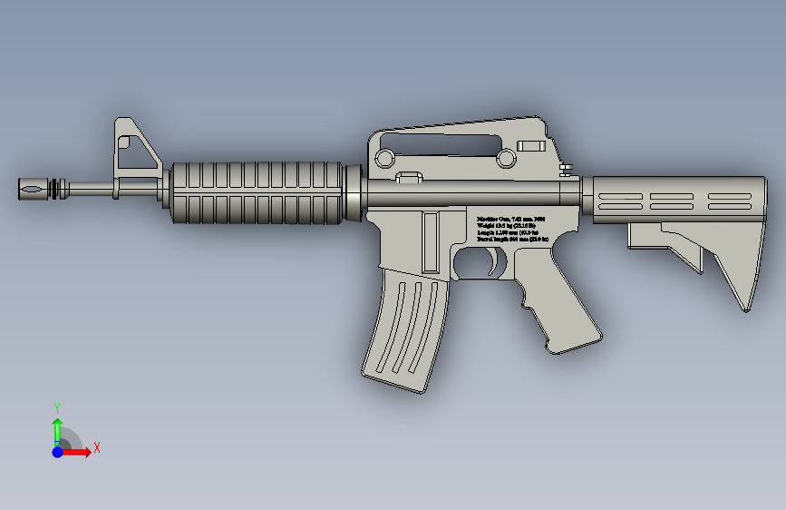 手枪左轮冲锋枪老式狙击步枪设计3D图纸m60-machine-gun(外壳) SW STP 正面视图