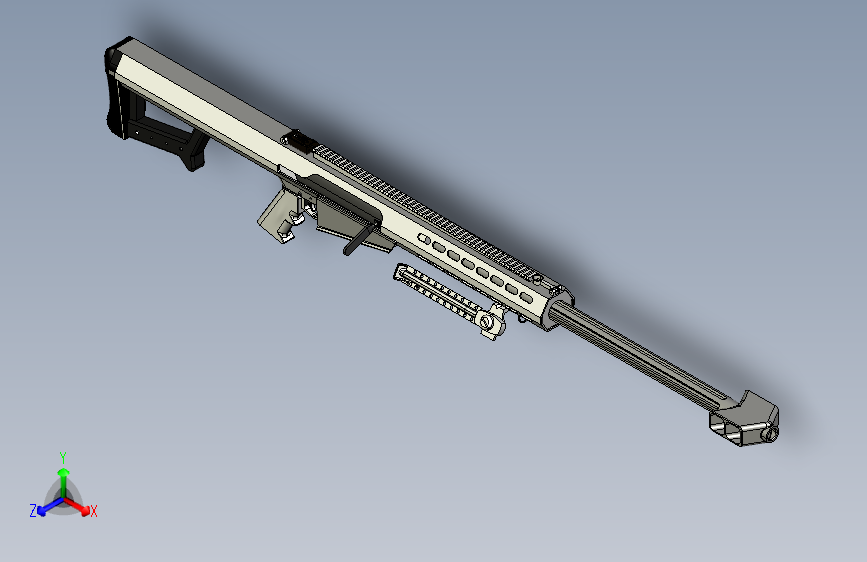 手枪左轮冲锋枪老式狙击步枪设计3D图纸M-107 Barrett LR Sniper Rifle