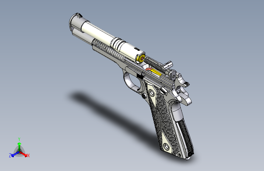 手枪左轮冲锋枪老式狙击步枪设计3D图纸M1911-A1 CREO STP IGS