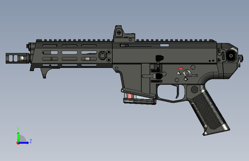 手枪左轮冲锋枪老式狙击步枪设计3D图纸perun-pistol-1 STP 左侧视图