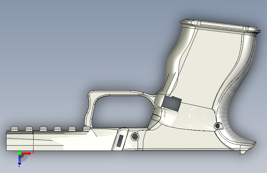 手枪左轮冲锋枪老式狙击步枪设计3D图纸pp43x-mk-ii-dd43-1-and-ss80-rails STP STL 俯视图