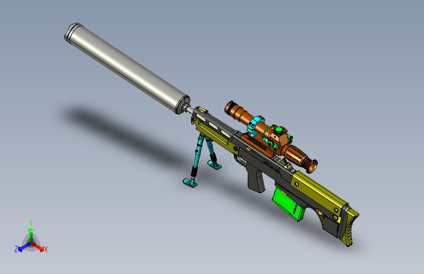 手枪左轮冲锋枪老式狙击步枪设计3D图纸vks-12-7-sniper-rifle STP IGS STL