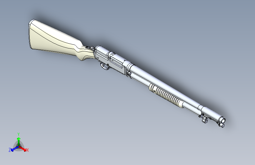 手枪左轮冲锋枪老式狙击步枪设计3D图纸winchester-prototype-5568-1 3 STP X_T