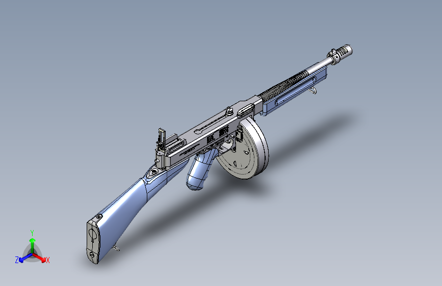 手枪左轮冲锋枪老式狙击步枪设计3D图纸m1928a1-thompson-sub-machine-gun IGS