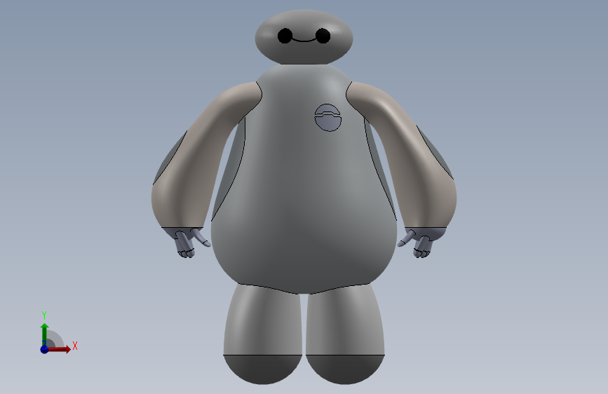 Solidworks中的BAYMAX 3D模型 正面视图