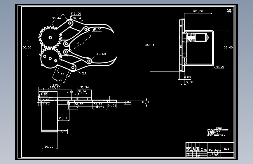 不完全齿轮连杆式钳爪结构设计含7张CAD图