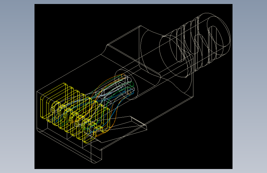 带应力消除装置、电线和引脚的公头 RJ45 连接器_AutoCAD 2013_模型图纸下载 – 懒石网