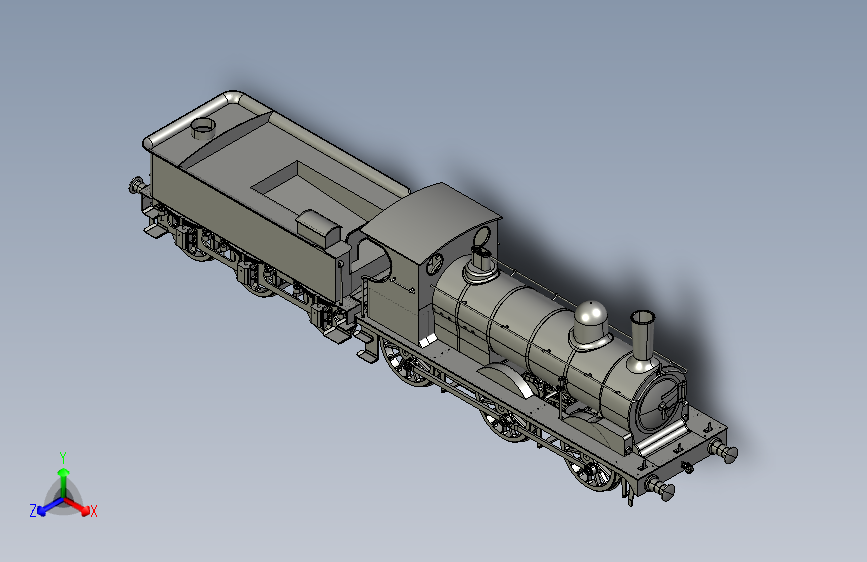 火车机车列车model-steam-locomotive-ger-y14-模型格式为 x_t stp sw