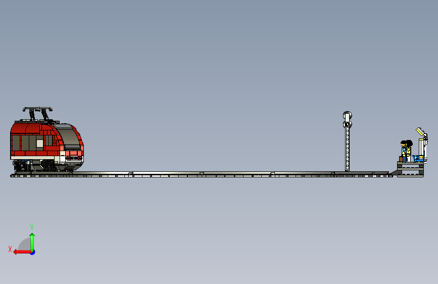 火车机车列车lego-city-passenger-train-7938-模型格式为 stp inventor 背面视图