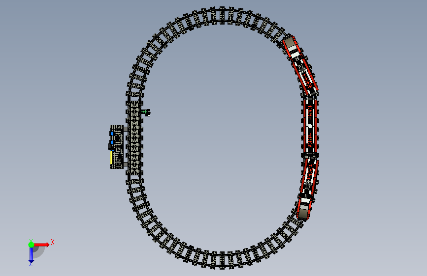 火车机车列车lego-city-passenger-train-7938-模型格式为 stp inventor 俯视图