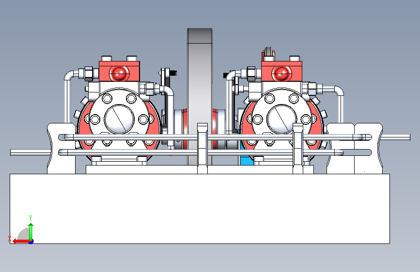 蒸汽机twin-cylinder-steam-engine-factory-模型格式为 sw igs 背面视图