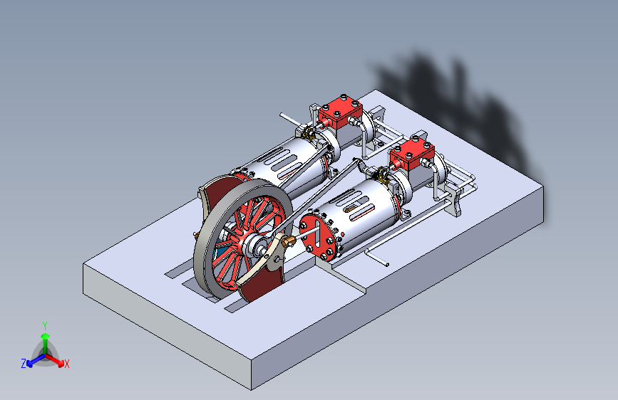 蒸汽机twin-cylinder-steam-engine-factory-模型格式为 sw igs