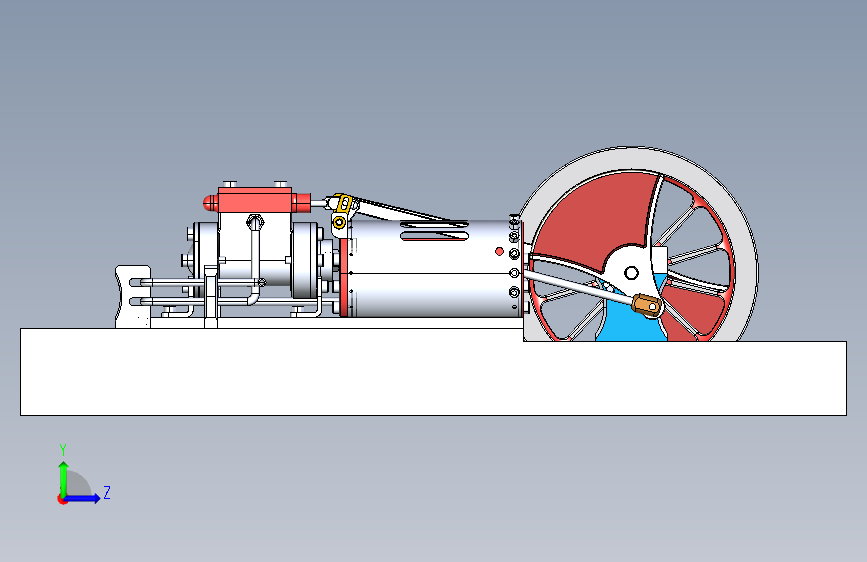 蒸汽机twin-cylinder-steam-engine-factory-模型格式为 sw igs 左侧视图