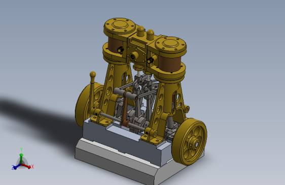 带单阀箱和换向器的立式双缸蒸汽机vertical-twin-cylinder-模型格式为 sw