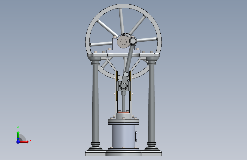 蒸汽机steam-engine-with-sliding-crosshead-模型格式为 sw 正面视图