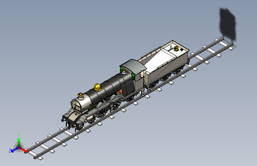 火车机车列车atlantic-type-steam-locomotive-rear-tender-模型格式为 stp