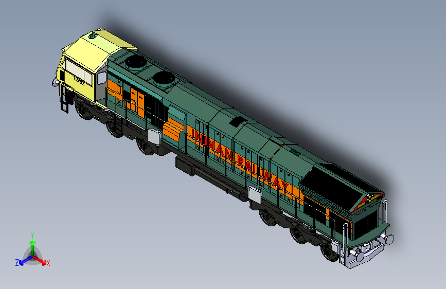 火车机车列车indian-locomotive-wdp4b-18316-模型格式为 igs