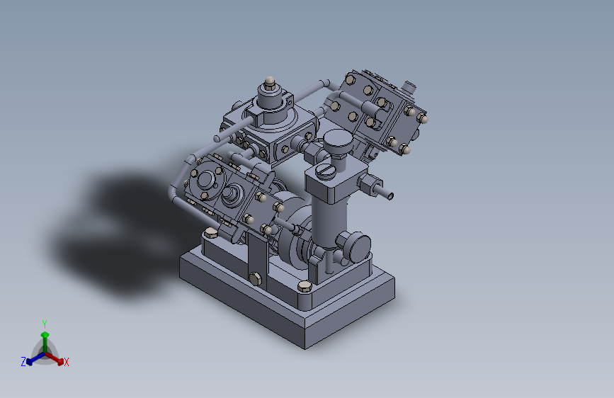 蒸汽机v-shaped-double-acting-steam-模型格式为 sw