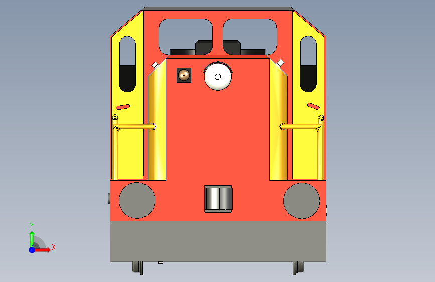 火车机车列车diesel-locomotive-2834-模型格式为 stp stl 正面视图