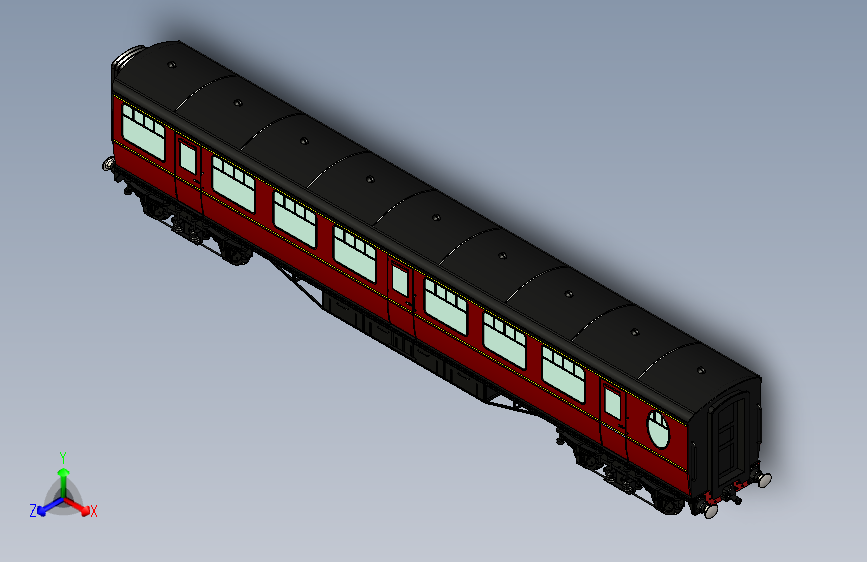火车机车列车passenger-coach-1831-模型格式为 stp sw