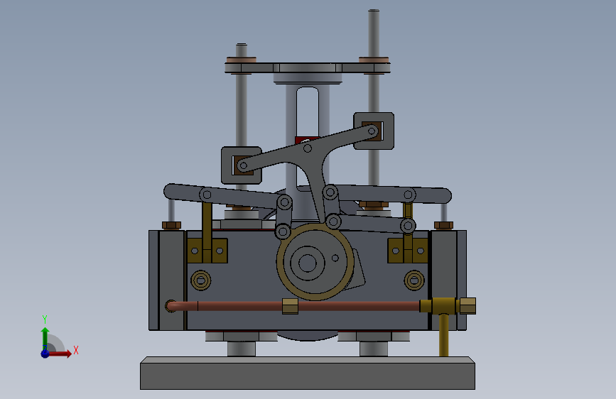 蒸汽机full-assembly-of-2-cylinder-steam-engine-d-模型格式为 sw 正面视图