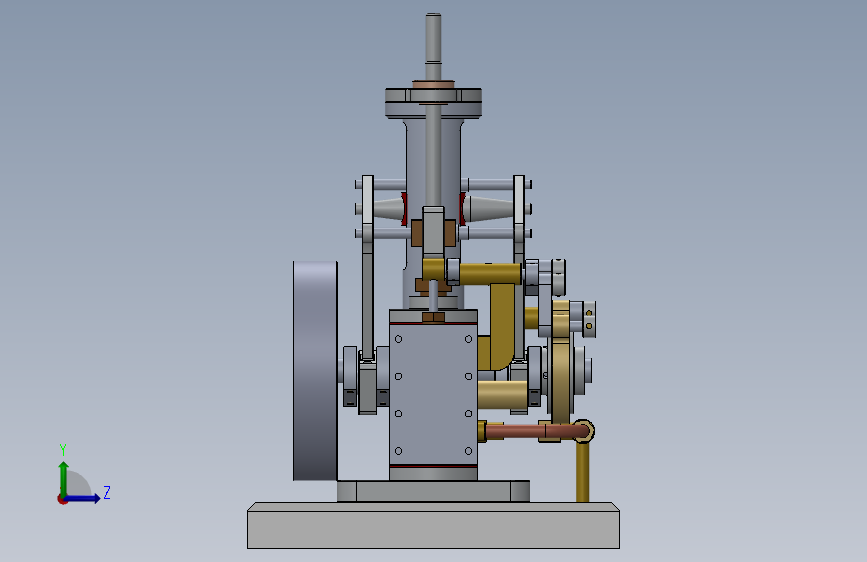蒸汽机full-assembly-of-2-cylinder-steam-engine-d-模型格式为 sw 左侧视图