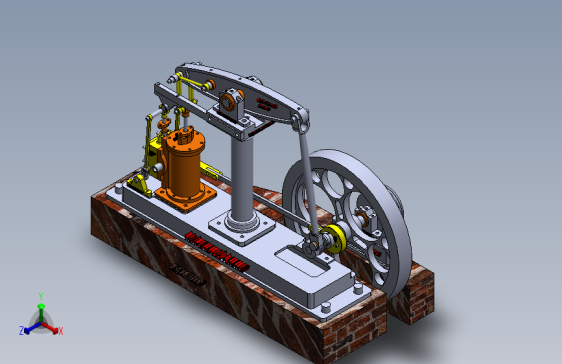 蒸汽机1-cylinder-balanced-beam-steam-engine-模型格式为 sw