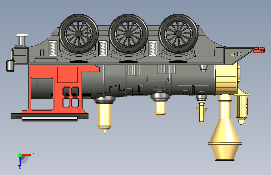 火车机车列车miniature-steam-locomotive-1832-模型格式为 stp igs stl 俯视图