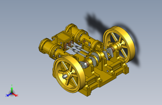 蒸汽机twin-cylinder-horizontal-steam-模型格式为 stp