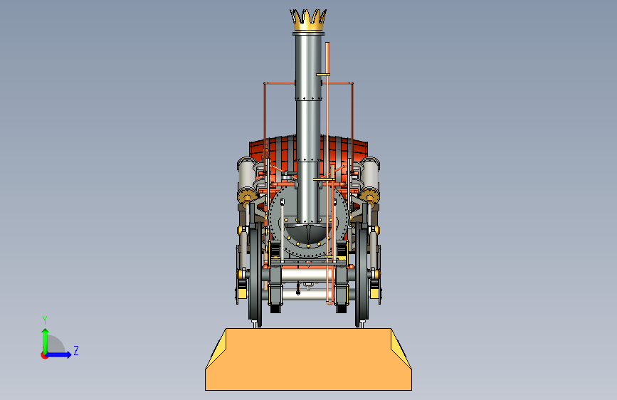 火车机车列车stephenson-s-rocket-58311-模型格式为 stp 左侧视图