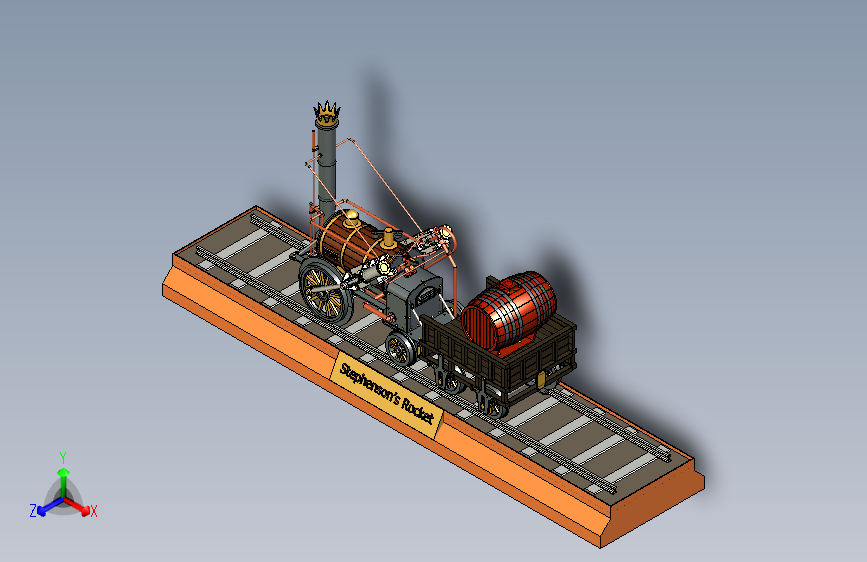 火车机车列车stephenson-s-rocket-58311-模型格式为 stp