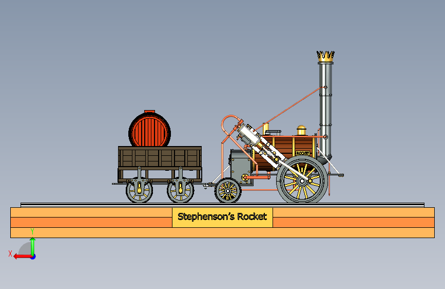 火车机车列车stephenson-s-rocket-58311-模型格式为 stp 背面视图