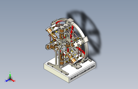 蒸汽机six-cylinder-radial-steam-engine-6-模型格式为 stp sw