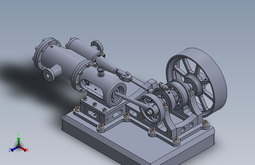 蒸汽机cylinder-horizontal-mill-steam-engine-模型格式为 sw 主视图