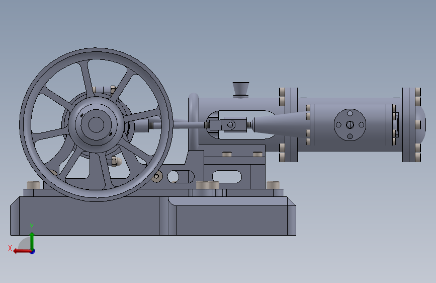 蒸汽机cylinder-horizontal-mill-steam-engine-模型格式为 sw 背面视图