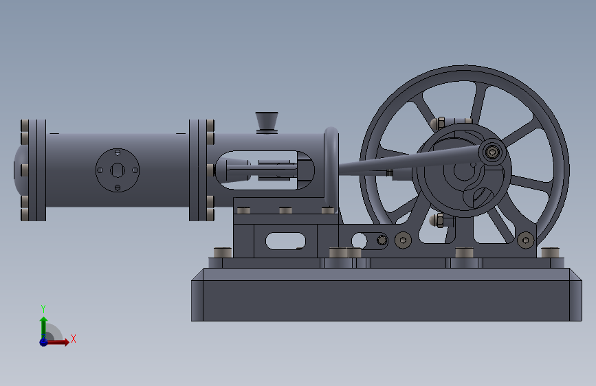 蒸汽机cylinder-horizontal-mill-steam-engine-模型格式为 sw 正面视图