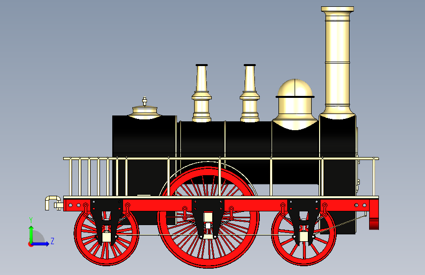 火车机车列车de-arend-locomotive-1833-模型格式为 stp 左侧视图
