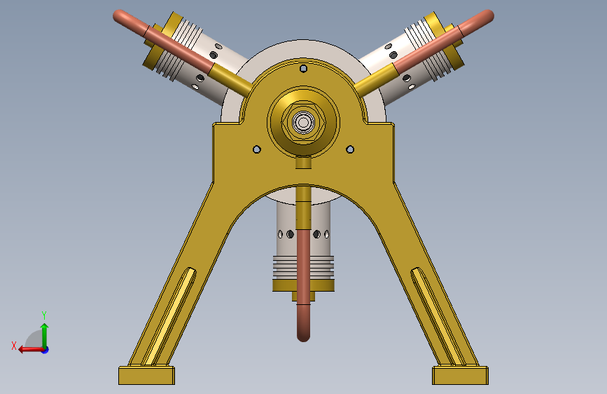 蒸汽机three-cylinder-rotary-steam-engine-1831-模型格式为 sw 背面视图