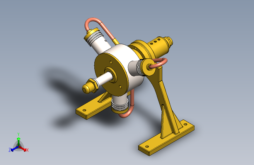 蒸汽机three-cylinder-rotary-steam-engine-1831-模型格式为 sw 主视图