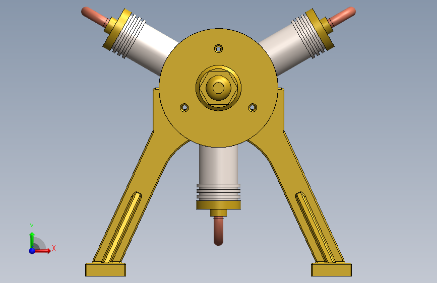 蒸汽机three-cylinder-rotary-steam-engine-1831-模型格式为 sw 正面视图