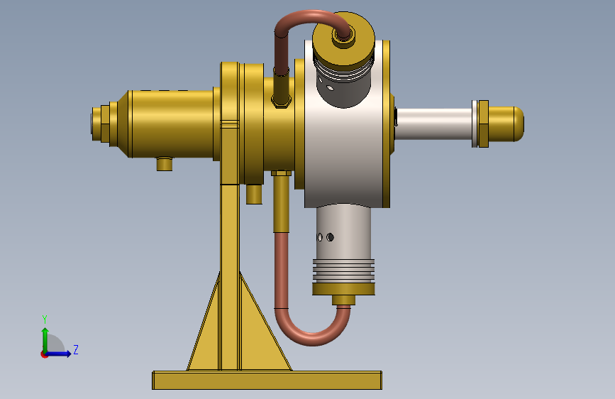 蒸汽机three-cylinder-rotary-steam-engine-1831-模型格式为 sw 左侧视图