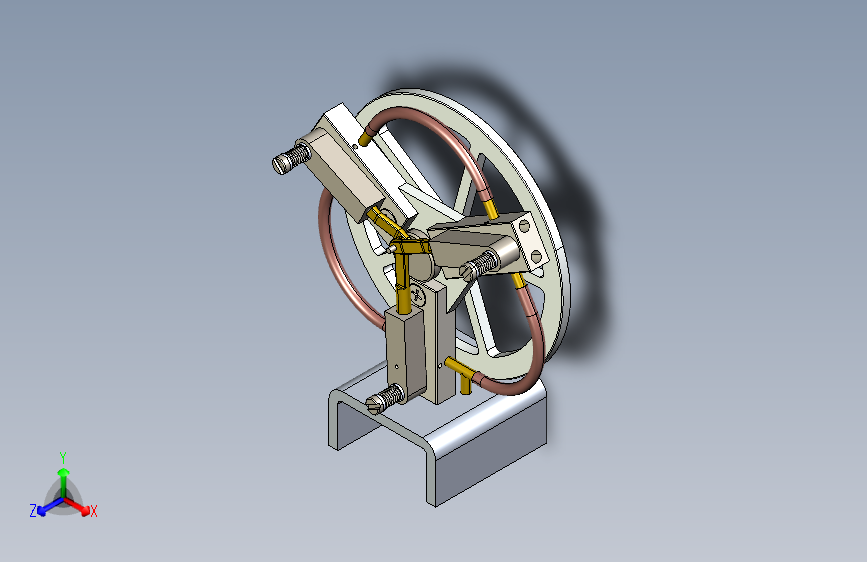 3缸摆动蒸汽机3-cylinder-oscillating-steam-engine-模型格式为 sw stp