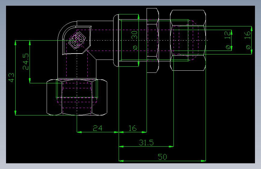 PARKER管接头EO Bulkhead elbow WSV16SCF(16)_front