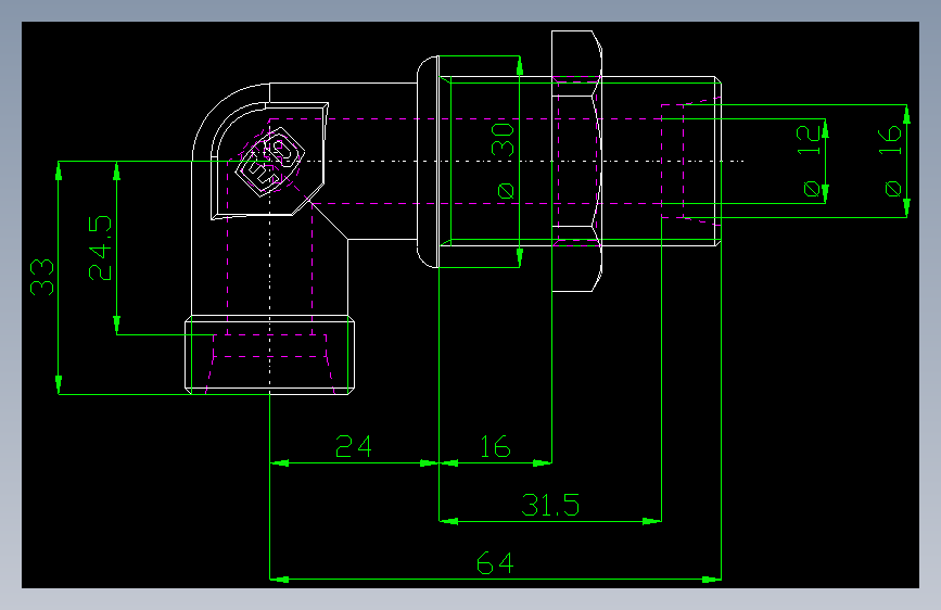 PARKER管接头EO Bulkhead elbow WSV16SOMD71(16)_front