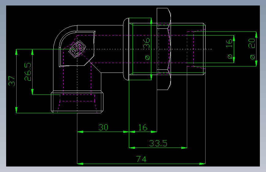 PARKER管接头EO Bulkhead elbow WSV20SOMD71(16)_front