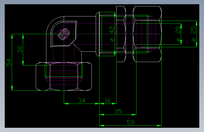 PARKER管接头EO Bulkhead elbow WSV25SMS(16)_front