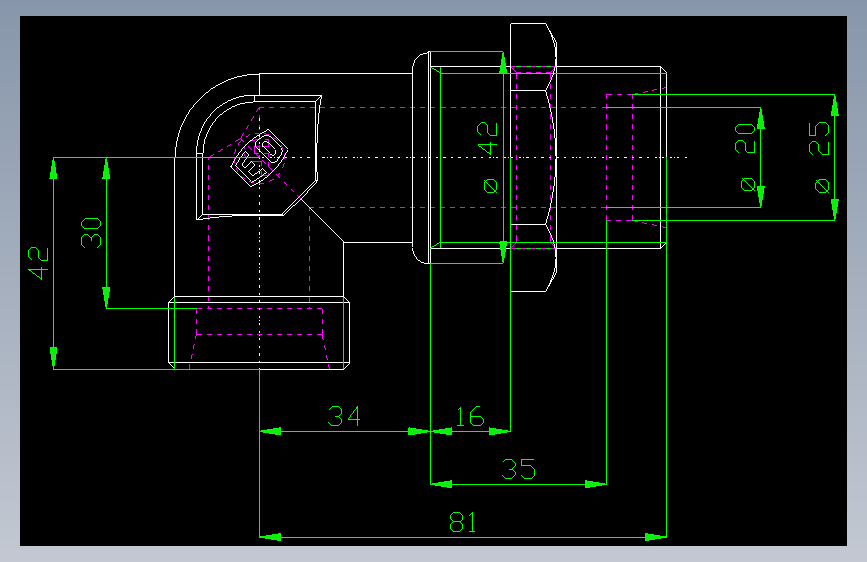 PARKER管接头EO Bulkhead elbow WSV25SOMD71(16)_front