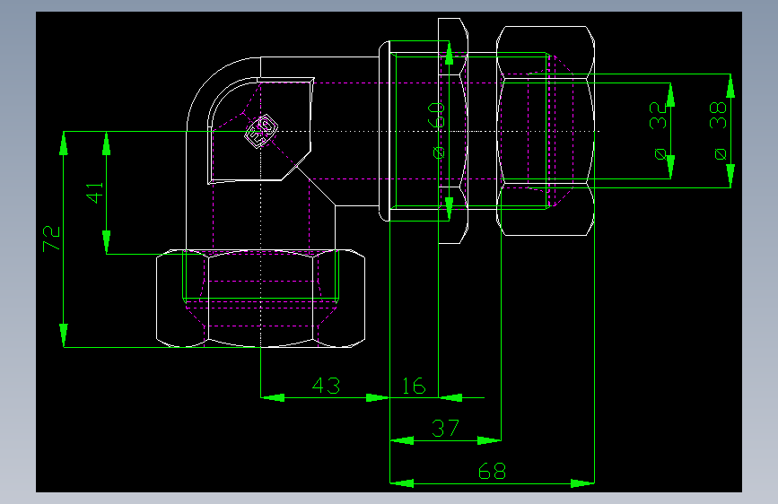 PARKER管接头EO Bulkhead elbow WSV38S71(16)_front