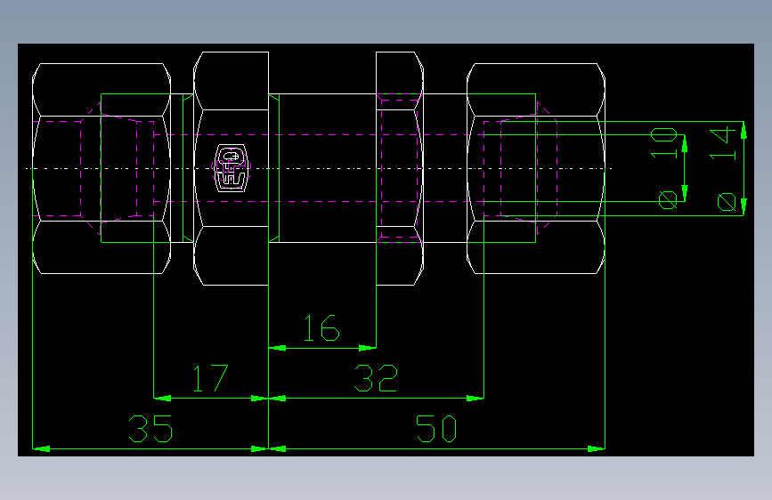 PARKER管接头EO Bulkhead union SV14S71(16)_front