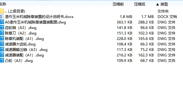 垄作玉米机械除草装置的设计-除草机含8张CAD图